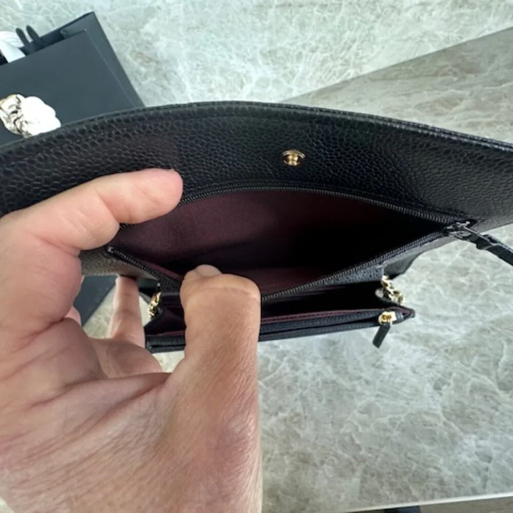 Chanel Lambskin Caviar Black Wallet On Chain Gold Hardware - Picture 12 of 15